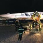 A JetBlue plane veered off a taxiway at Logan International Airport on Monday night.